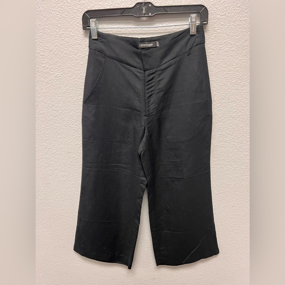 Catherinegee NWT Silk Linen Blend Culotes in Black Size 0 - Picture 3 of 11